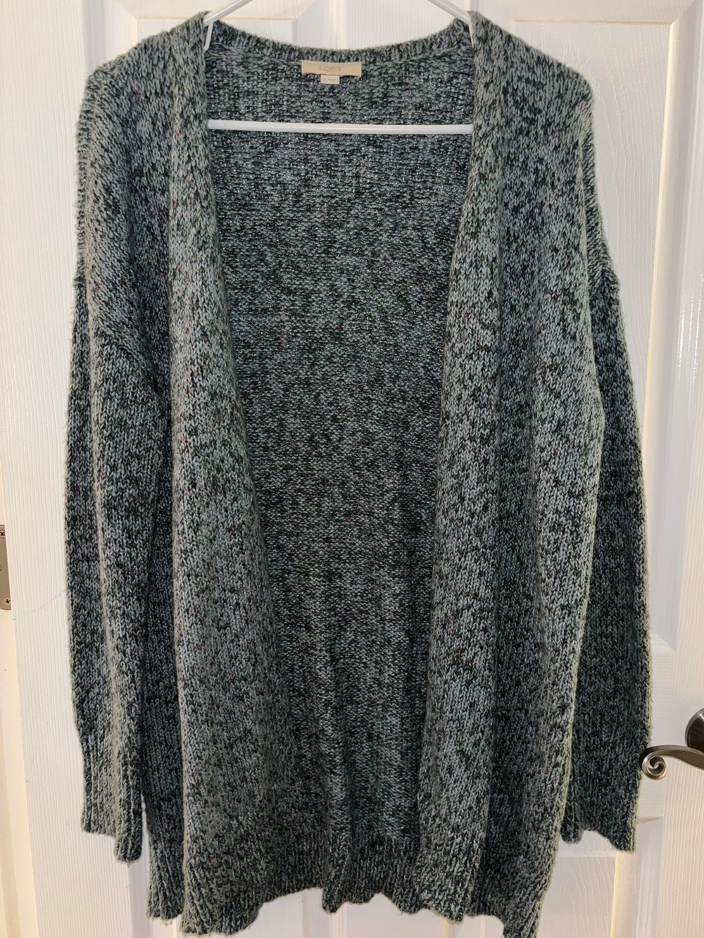 LOFT Marled Gray Open-Front Cozy Cardigan, Medium NWOT